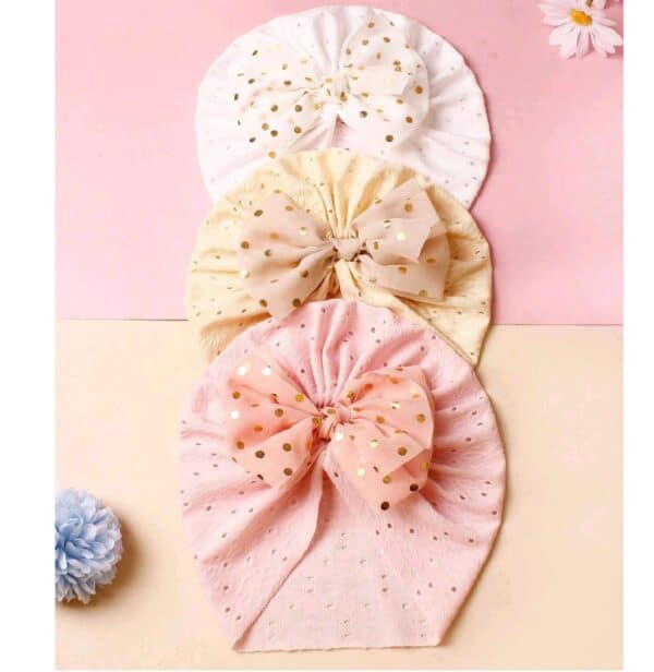 Παιδικό- Βρεφικό Μαλακό ελαστικό τουρμπάνι μαλλιών με  φιόγκο  0-2 χρονών - Yellow - Image 2