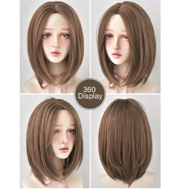 Γυναικεία Περούκα συνθετική υψηλής ποιότητας σε καστανό ανοιχτό χρώμα  χωρίς αφέλειες 16 inches - Image 4