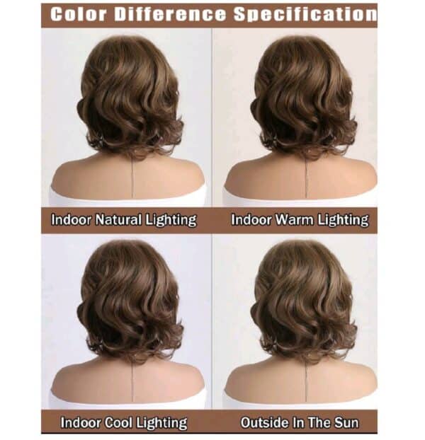 Γυναικεία Περούκα συνθετική υψηλής ποιότητας σε καστανό ανοιχτό χρώμα curly 12 inches - Image 3