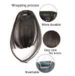 Φράντζα μαλλιών ραβώμενη και με κλιπ - Μαύρο χρώμα - Image 3