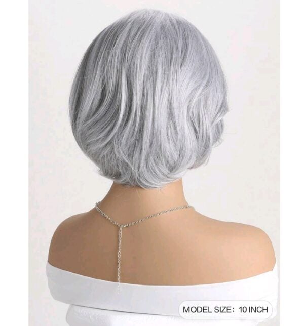 Γυναικεία Περούκα συνθετική υψηλής ποιότητας σε Grey Γκρι silver χρώμα 10 inches - Image 2