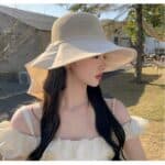 Γυναικείο Υφασμάτινο Καπέλο με σούρα και μάκρος - Beige - Image 2