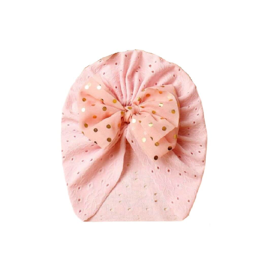 pink-bow-turban-baby-girl Παιδικό- Βρεφικό Μαλακό ελαστικό τουρμπάνι μαλλιών με φιόγκο 0-2 χρονών - Pink - Image 1