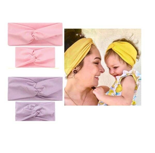 Σετ Μαμά- Κόρη  Μαλακή  κορδέλα μαλλιών Purple - Image 2