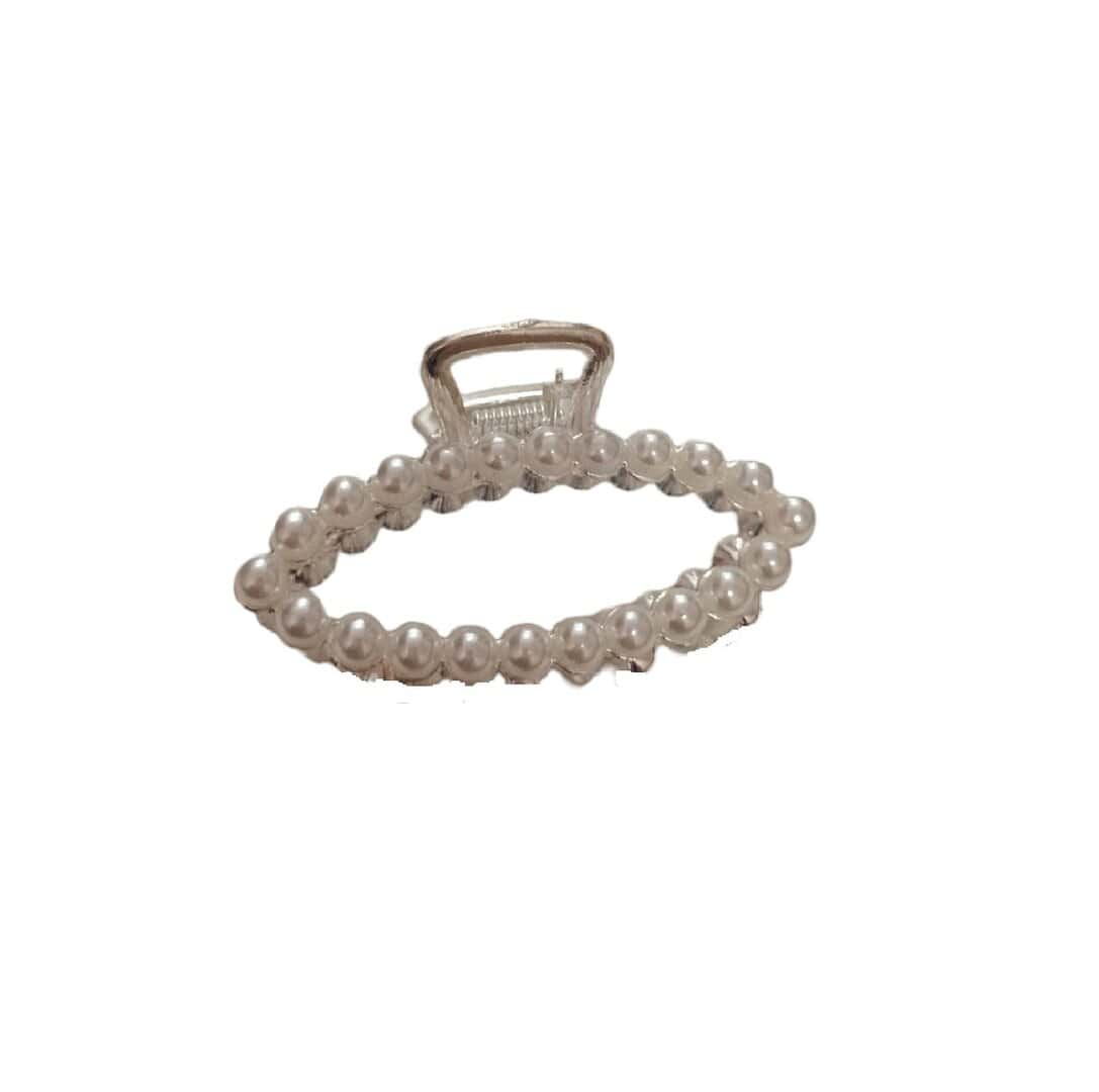 silver-klamer-03 Γυναικείο fashion clip- Κλάμερ με πέρλες σε ασημί χρώμα 7cm 02 - Image 1