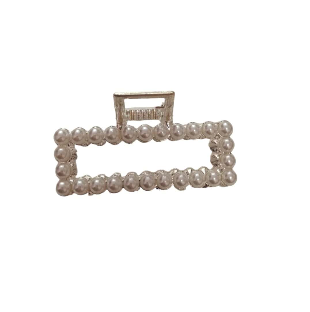 silver-klamer-pearls Γυναικείο fashion clip- Κλάμερ με πέρλες σε ασημί χρώμα 7cm 01 - Image 1