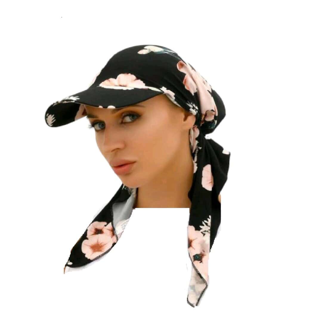 hat-turban-black-flowers Γυναικείο Μαλακό Καπέλο Τουρμπάνι μαλλιών - Black flowers (Μαύρο) - Image 1