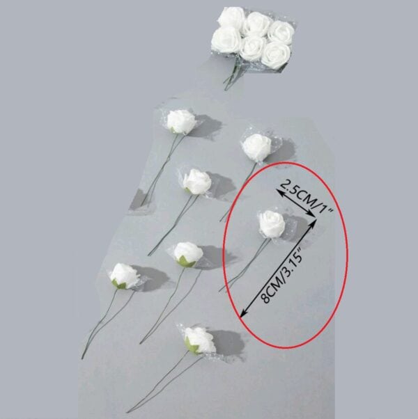 Σετ 6 τμχ Νυφική φουρκέτα λευκό τριαντάφυλλο με τούλι 2,5cm - Image 3