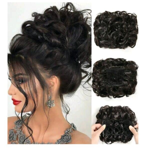 Κότσος μαλλιών με χτενάκι - Μαύρο χρώνα - Image 2