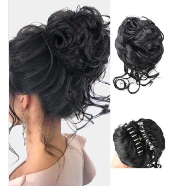 Κότσος μαλλιών με κλάμερ και αφέλειες - Μαύρο χρώμα - Image 2