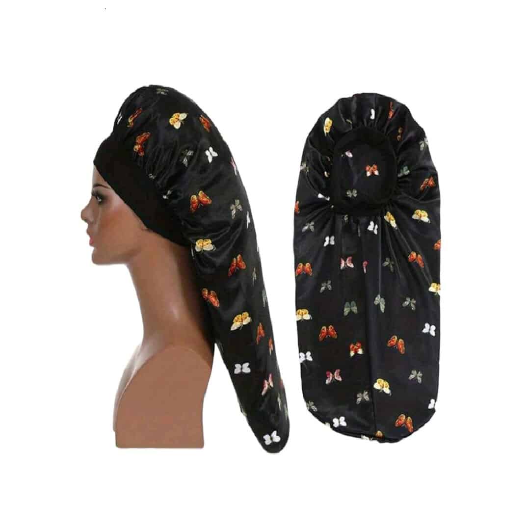 BLACK-SLEEP-TURBAN-LONG Γυναικείο Μαλακό Τουρμπάνι ύπνου bonnet μαλλιών - Black long(Μαύρο) - Image 1