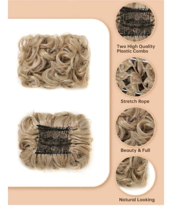 Ποστίς Κότσος συνθετική τρίχα υψηλής ποιότητας με μεγάλο όγκο και χτενάκια τοποθέτησης - Gold Ξανθό - Image 3