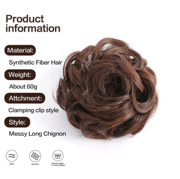 Ποστίς Κότσος συνθετική τρίχα υψηλής ποιότητας με  κλάμερ τοποθέτησης- Καστανό σκούρο - Image 3