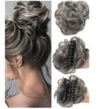 Ποστίς Κότσος συνθετική τρίχα υψηλής ποιότητας με  κλάμερ τοποθέτησης- Γκρι - Image 2