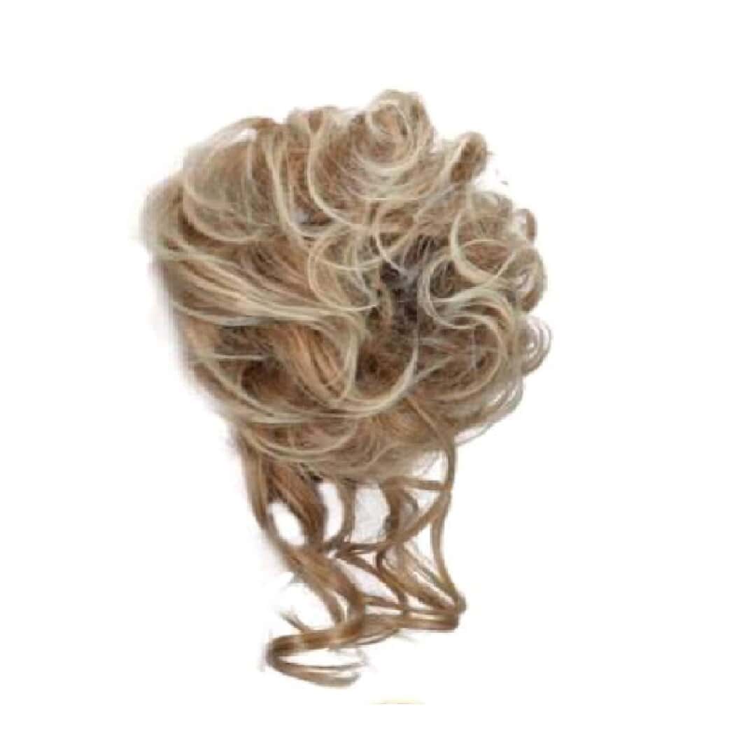 HIGHLIGHTS-BLONDE-KLAMER-AFELEIES-BUN Ποστίς Κότσος με λάστιχο και αφέλειες συνθετική τρίχα υψηλής ποιότητας με αφέλειες - Ξανθό με ανταύγιες - Image 1