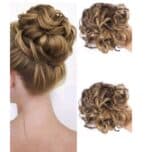 Ποστίς Κότσος συνθετική τρίχα υψηλής ποιότητας με  κλάμερ τοποθέτησης- Καστανό με ξανθές ανταύγιες - Image 2