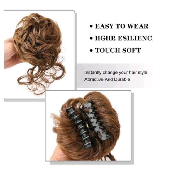 Ποστίς Κότσος συνθετική τρίχα υψηλής ποιότητας με αφέλειες και  κλάμερ τοποθέτησης- Καστανό ανοιχτό - Image 3