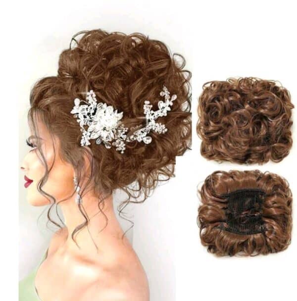 Ποστίς Κότσος συνθετική τρίχα υψηλής ποιότητας με μεγάλο όγκο και χτενάκια τοποθέτησης -Ανοιχτό καστανό - Image 2