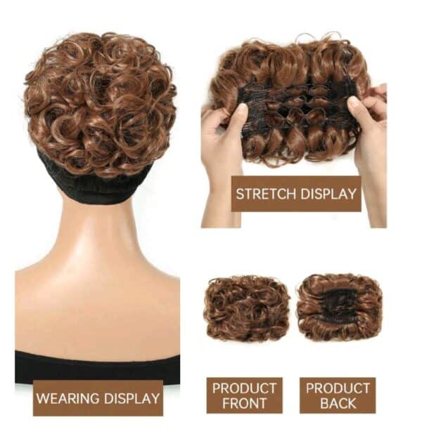 Ποστίς Κότσος συνθετική τρίχα υψηλής ποιότητας με μεγάλο όγκο και χτενάκια τοποθέτησης -Ανοιχτό καστανό - Image 3