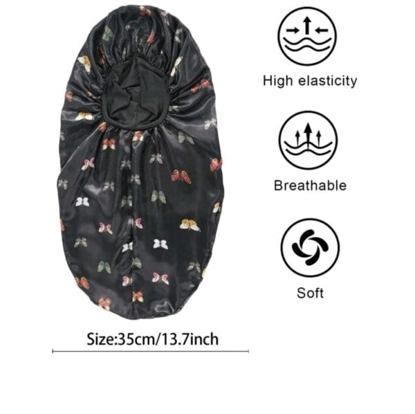 Γυναικείο Υφασμάτινο  Μαλακό Τουρμπάνι  μαλλιών Ύπνου Bonnet Purple Long - Image 3