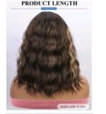 Γυναικεία περούκα wavy σε καστανό χρώμα με ανταύγειες συνθετική υψηλής ποιότητας front lace (διαφάνεια)  14 inches - Image 3