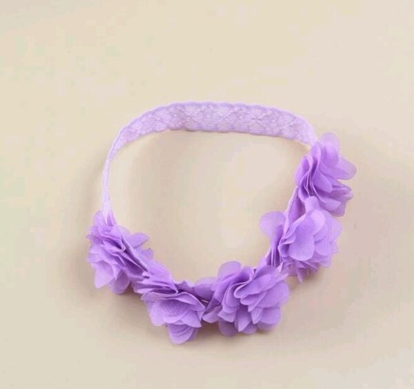 Παιδική- Βρεφική κορδέλα με λουλούδια και δαντέλα για βάφτιση και παρανυφάκια 0-5 χρονών Purple - Image 2