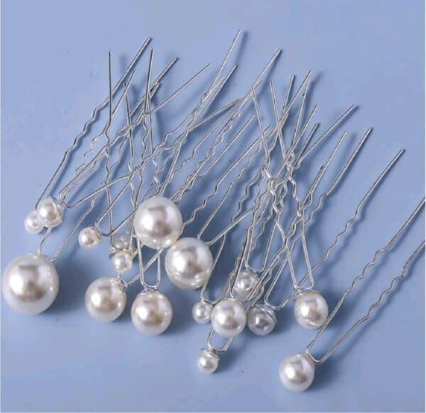 Νυφικό Σετ 18 τμχ Φουρκέτα ιβουάρ Πέρλα διάφορα μεγέθη - Image 2