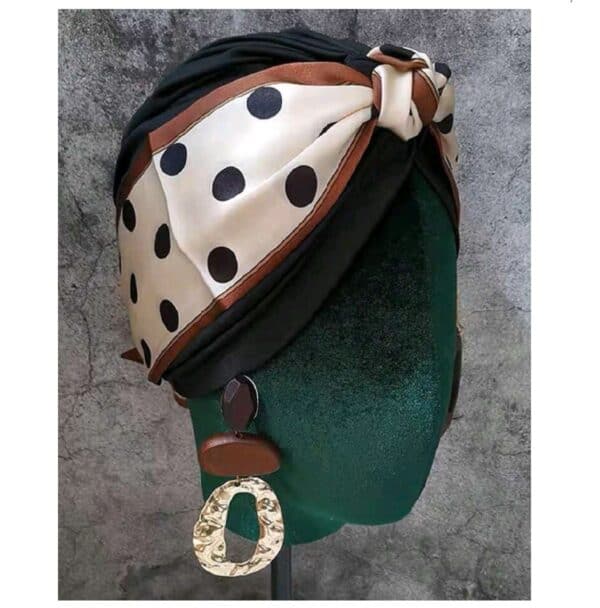 Γυναικείο  Μαλακό Τουρμπάνι  μαλλιών - Black dots (Μαύρο) - Image 2