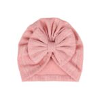 Παιδικό- Βρεφικό Μαλακό τουρμπάνι μαλλιών με φιόγκο  0-1 χρονών Rib- Pink