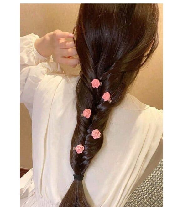 Σετ Clip -Κοκαλάκι μαλλιών 5 τμχ τριανταφυλλάκια Pink - Image 3