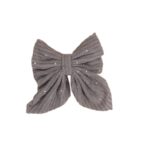 Clip -Κοκαλάκι μαλλιών Velvet strass φιόγκος με προστασία 7cm - Grey