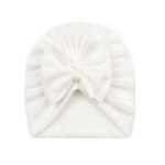 Παιδικό- Βρεφικό Μαλακό τουρμπάνι μαλλιών με φιόγκο  0-8 χρονών Rib- White