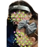 Σετ Μαμά-Κόρη Βελούδινη Γυναικεία Στέκα με βρεφική-παιδική κορδέλα 0-8 χρονών - Silver Grey - Image 2