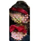 Σετ Μαμά-Κόρη Βελουδινη γυναικεία Στέκα με βρεφική-παιδική κορδέλα 0-8 χρονών - Wine Red - Image 2