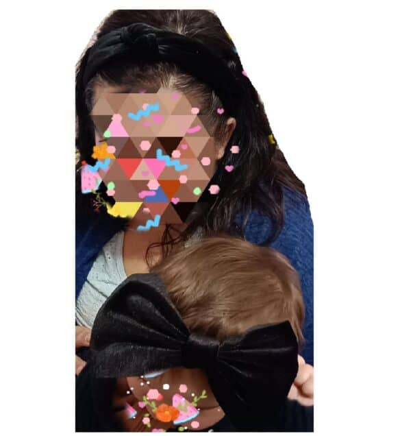 Σετ Μαμά-Κόρη Βελούδινη Γυναικεία Στέκα με βρεφική-παιδική κορδέλα 0-8 χρονών - Black - Image 2