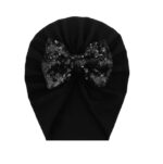 Βρεφικό-Παιδικό Τουρμπάνι μαλλιών με μεγάλο φιόγκο - Μαύρο strass