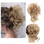 Ποστίς Κότσος με λάστιχο  και αφέλειες συνθετική τρίχα υψηλής ποιότητας - Bright yellow ξανθό με αφέλειες - Image 2