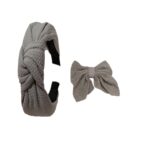 Σετ Μαμά-Κόρη Γυναικεία Στέκα με κλιπ φιόγκο grey strass 7cm με προστασία - Grey