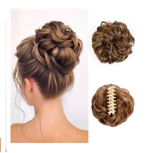 Ποστίς Κότσος συνθετική τρίχα υψηλής ποιότητας με  κλάμερ τοποθέτησης- Καστανό ανοιχτό 02 - Image 2