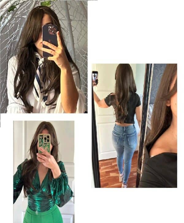 Γυναικεία Περούκα συνθετική υψηλής ποιότητας σε καστανό χρώμα 23 inches - Image 2