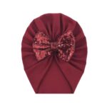 Παιδικό- Βρεφικό Μαλακό ελαστικό τουρμπάνι μαλλιών  φιόγκο με πούλιες 0 -4χρονών - Bordeux