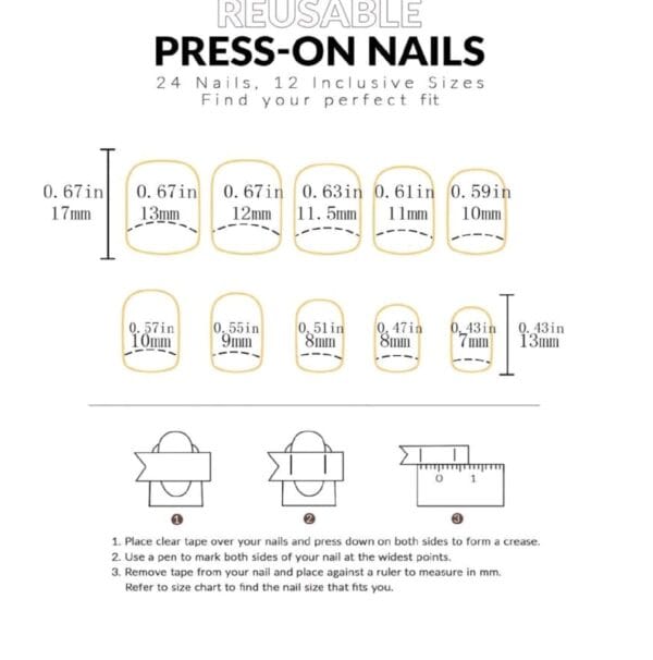 Press-on Nails Ψεύτικα νύχια σετ nail art 24 Τμχ  + 1 κόλλα- Clear design Pink - Image 4