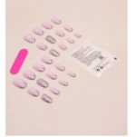 Press-on Nails Ψεύτικα νύχια σετ nail art 24 Τμχ  + 1 κόλλα- Pink Strass - Image 2