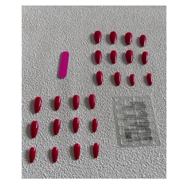 Press-on Nails Ψεύτικα νύχια σετ nail art 24 Τμχ  + 1 κόλλα- Red - Image 2