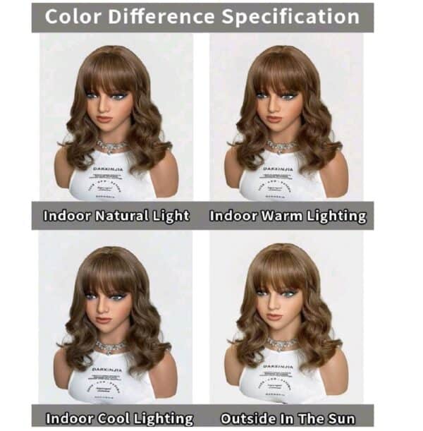 Γυναικεία Περούκα συνθετική υψηλής ποιότητας σε καστανό curly 15 inches - Image 3