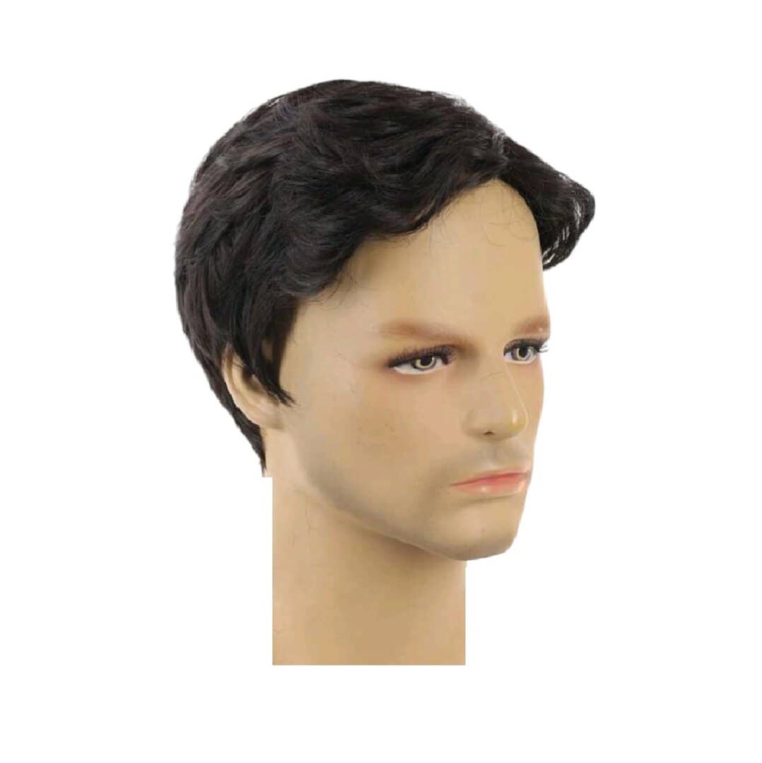 MEN-WIG-MAN-HAIR-SHORT Ανδρική περούκα συνθετική υψηλής ποιότητας - Μαύρο χρώμα 8 inches - Image 1