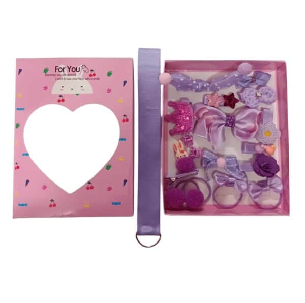 Ροζ Κουτί με 18 παιδικά κλιπ-κοκαλάκια Purple - Image 2