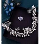 Νυφικό χτενάκι με κρύσταλλα σε ασημί χρώμα 26cm - Image 4