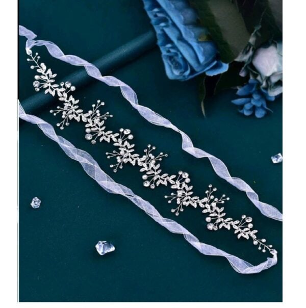 Νυφικό αξεσουάρ μαλλιών με κρύσταλλα σε ασημί χρώμα 32cm - Image 2