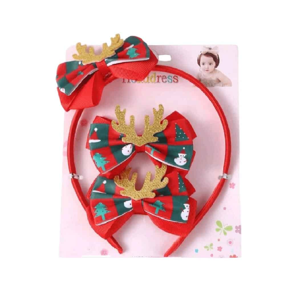 christmas-headband-clip Σετ 3 τμχ Παιδική Στέκα Μαλλιών Christmas και 2 clip - Image 1